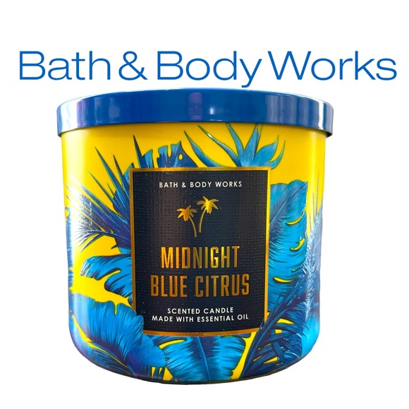 MIDNIGHT BLUE CITRUS BRAND NEW BATH & BODY WORKS 3 WICK CANDLE GORGEOUS COLOR - Picture 1 of 4